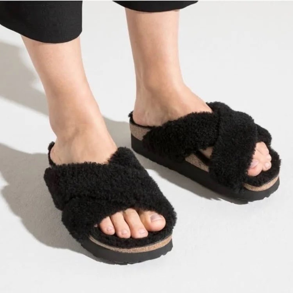 NWT Birkenstock Papillio Daytona Shearling Platform Sandals Size US 8/EU 39